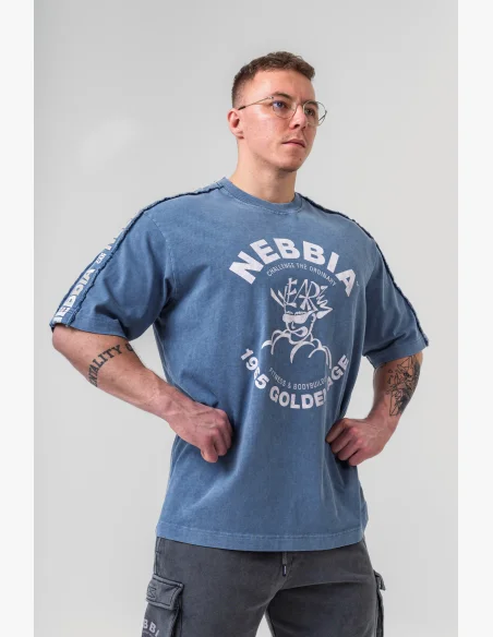 NEBBIA • NEBBIA Washed oversized tričko GOLDEN AGE modré • Nebshop.cz