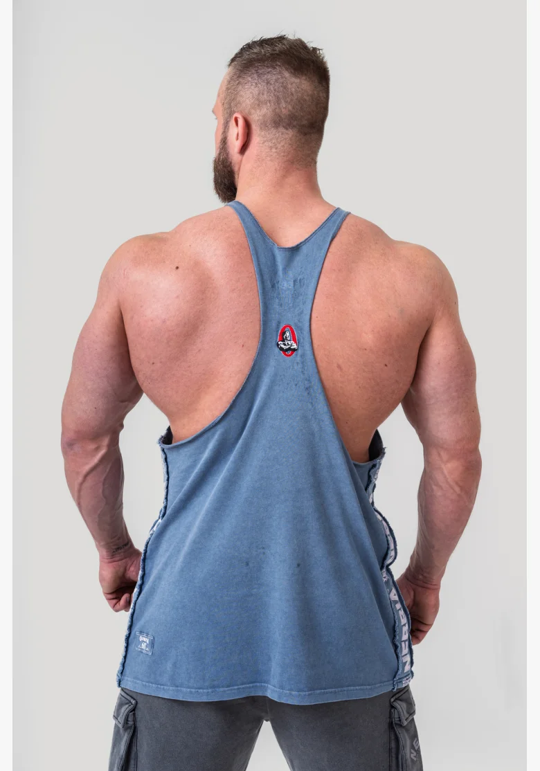 NEBBIA • NEBBIA Washed muscle back stringer GOLDEN AGE modré • Nebshop.cz