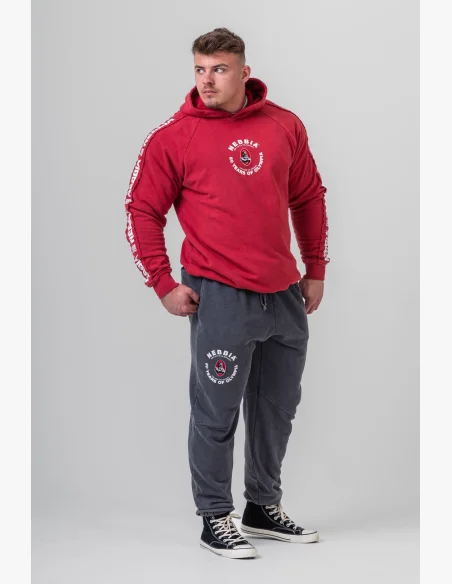 NEBBIA • NEBBIA Washed mikina s kapucí HERITAGE červená • Nebshop.cz