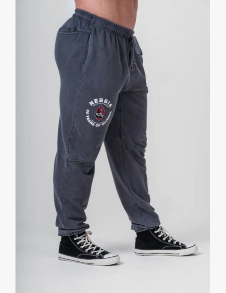 NEBBIA • NEBBIA Washed tepláky s kapsami LEGEND černé • Nebshop.cz