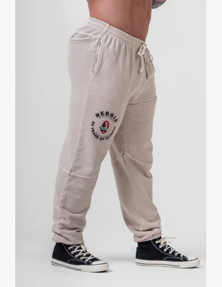 NEBBIA • NEBBIA Washed tepláky s kapsami LEGEND krémové • Nebshop.cz