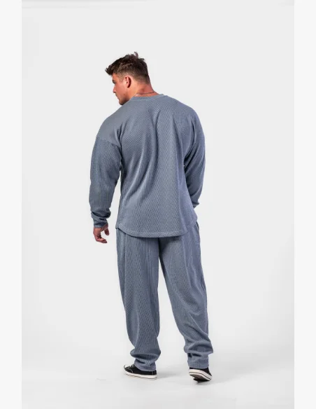 NEBBIA • NEBBIA Oversized mikina bez kapuce SIGNATURE modrá • Nebshop.cz
