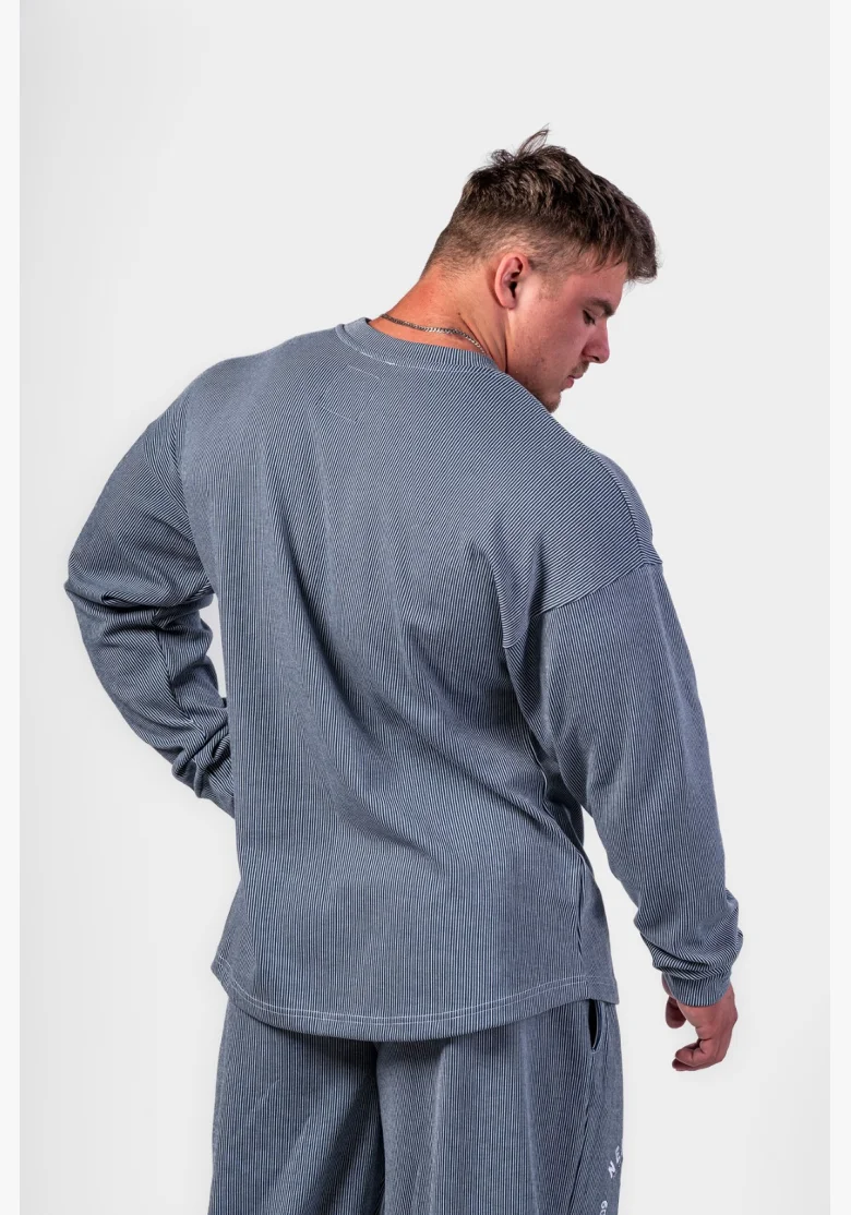 NEBBIA • NEBBIA Oversized mikina bez kapuce SIGNATURE modrá • Nebshop.cz