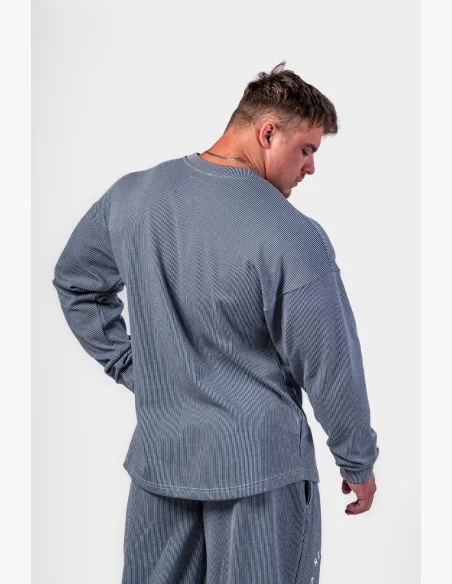 NEBBIA • NEBBIA Oversized mikina bez kapuce SIGNATURE modrá • Nebshop.cz