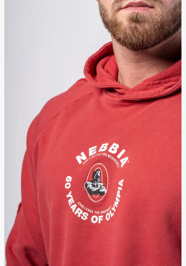 NEBBIA • NEBBIA Washed mikina s kapucí HERITAGE červená • Nebshop.cz
