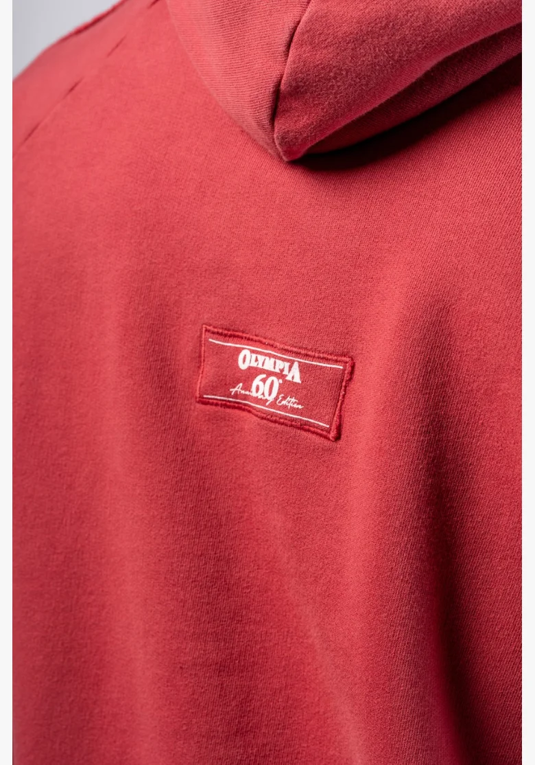 NEBBIA • NEBBIA Washed mikina s kapucí HERITAGE červená • Nebshop.cz