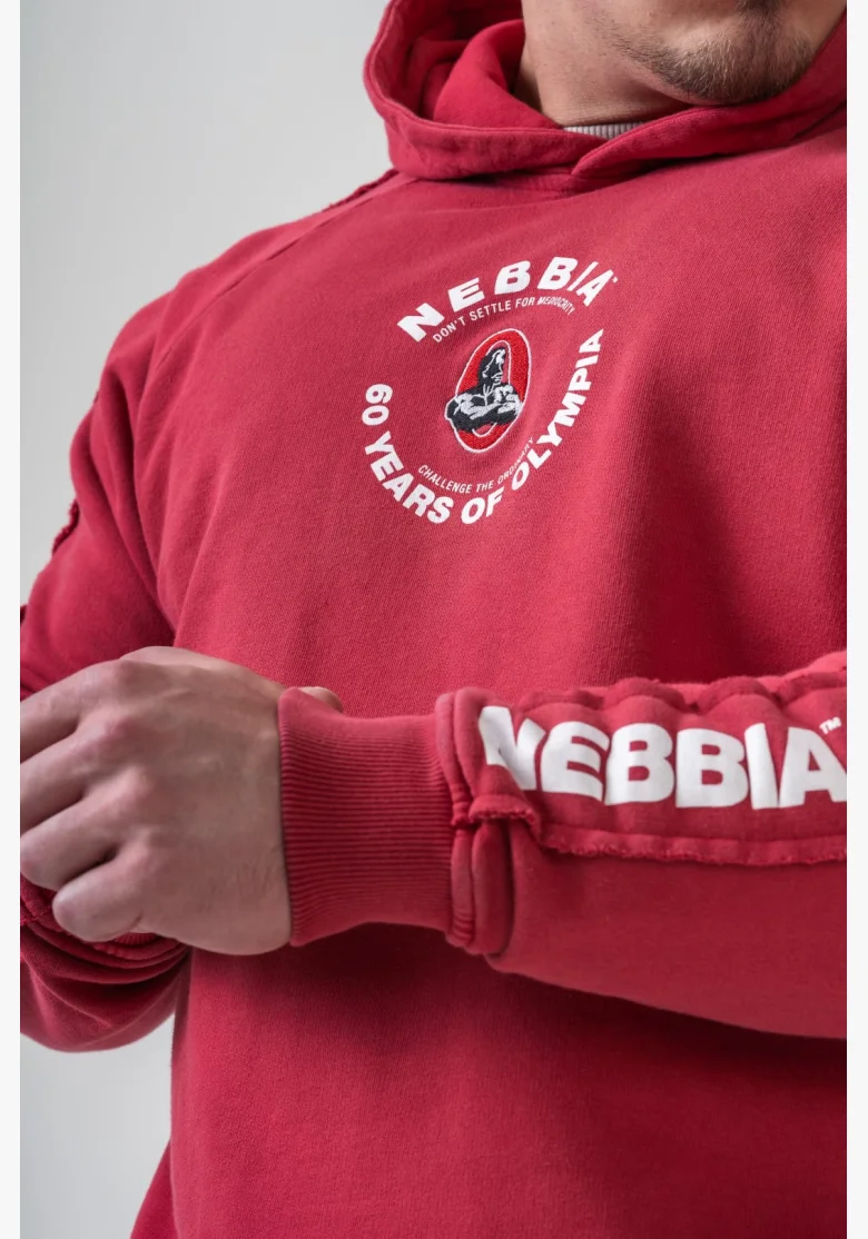 NEBBIA • NEBBIA Washed mikina s kapucí HERITAGE červená • Nebshop.cz
