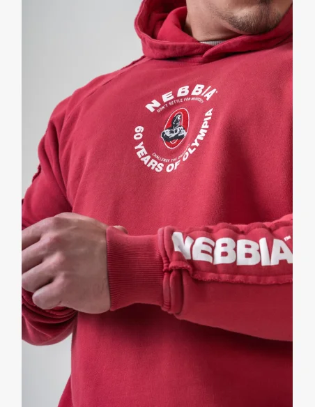 NEBBIA • NEBBIA Washed mikina s kapucí HERITAGE červená • Nebshop.cz