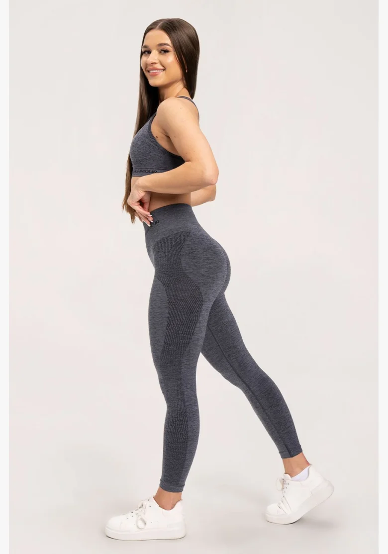 Gym Glamour Bezešvé legíny bez push-up efektu Dark Grey • Nebshop.cz