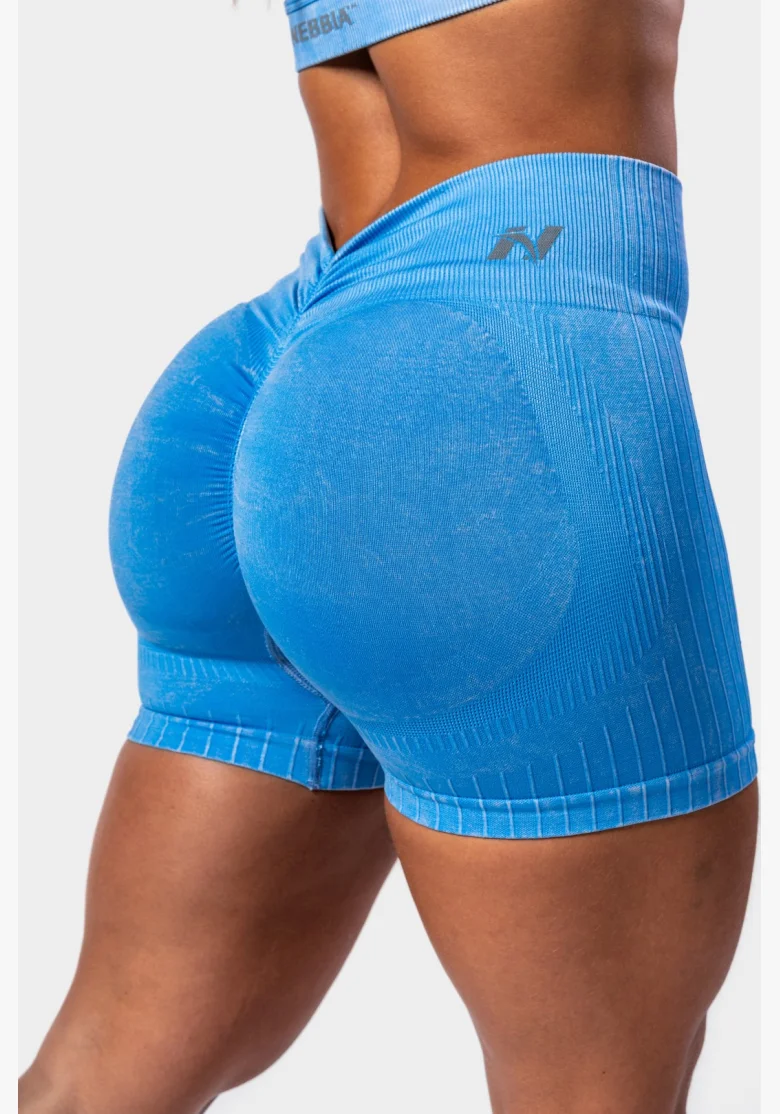 NEBBIA • NEBBIA Bezešvé push-up šortky s vysokým pasem TOTALLY SEAMLESS modré • Nebshop.cz