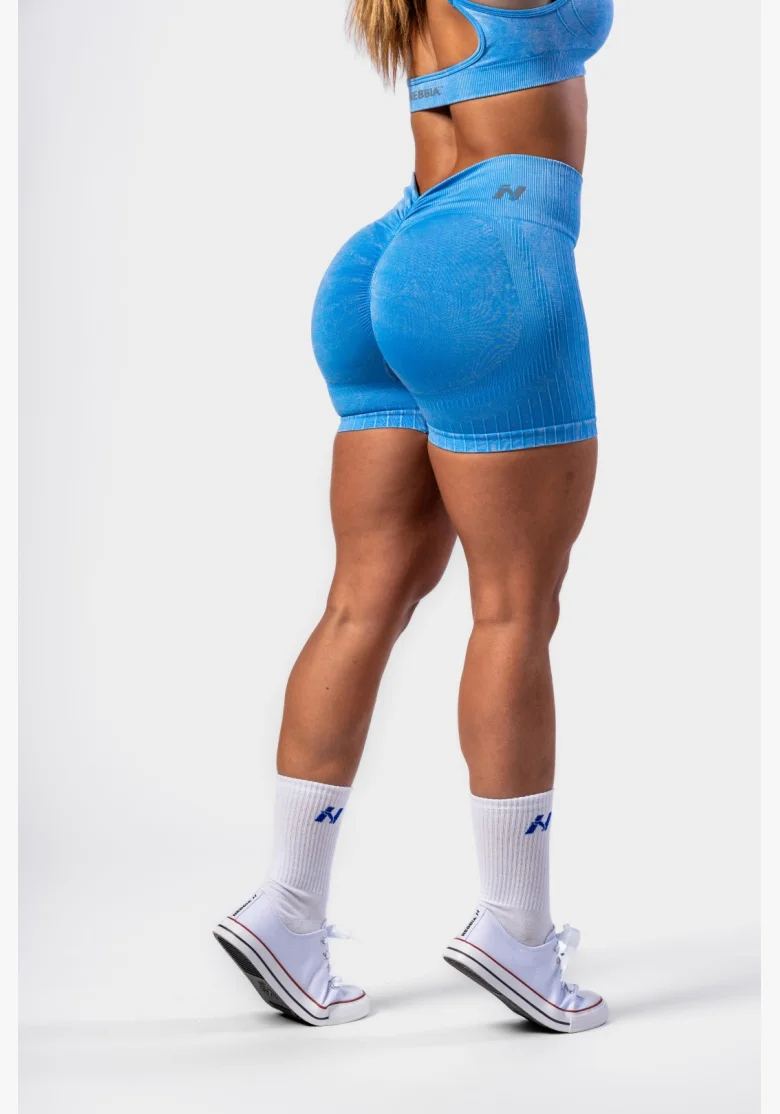NEBBIA • NEBBIA Bezešvé push-up šortky s vysokým pasem TOTALLY SEAMLESS modré • Nebshop.cz