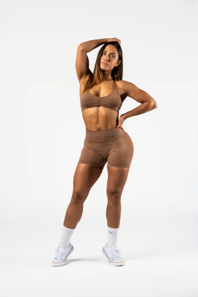 NEBBIA • NEBBIA Bezešvé push-up šortky s vysokým pasem TOTALLY SEAMLESS hnědé • Nebshop.cz