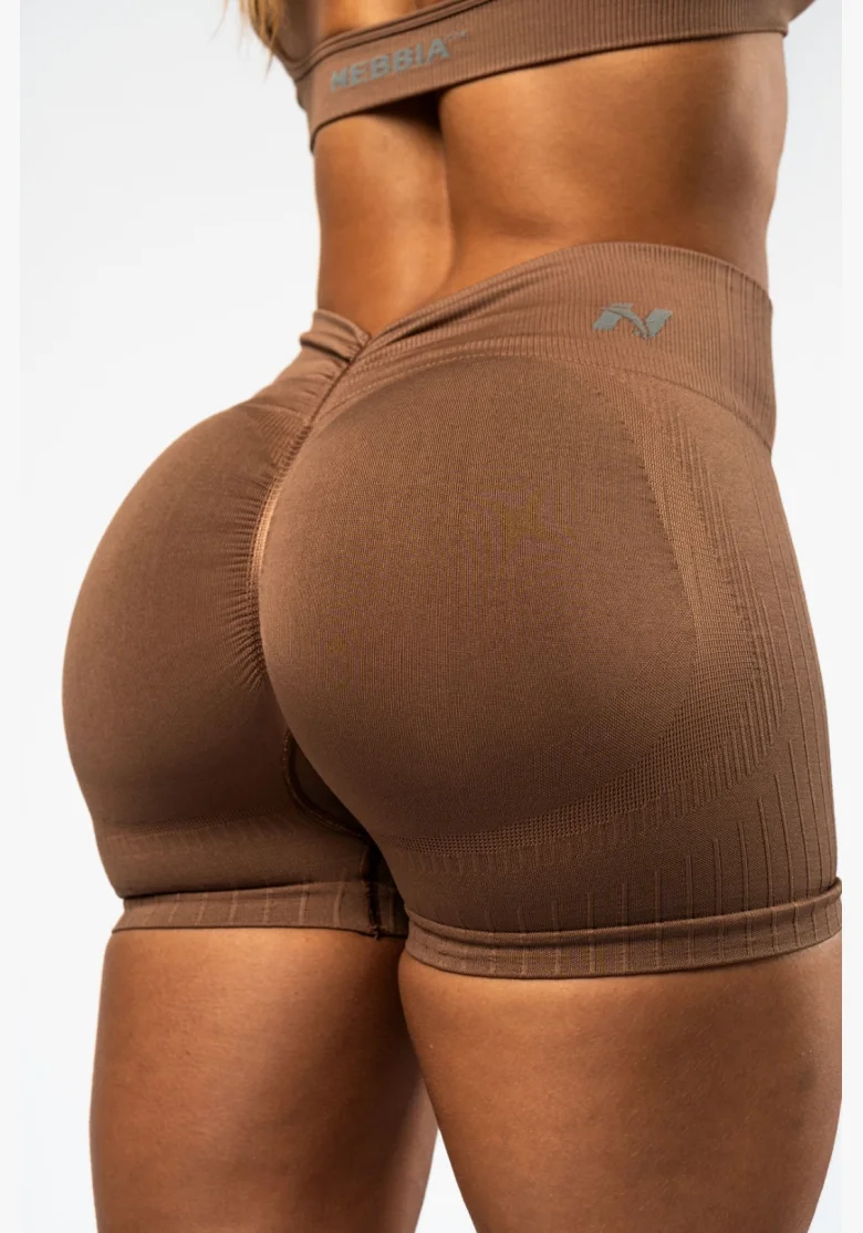 NEBBIA • NEBBIA Bezešvé push-up šortky s vysokým pasem TOTALLY SEAMLESS hnědé • Nebshop.cz