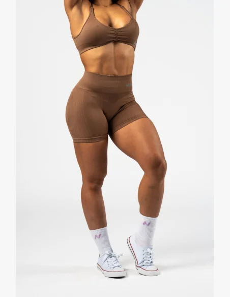 NEBBIA • NEBBIA Bezešvé push-up šortky s vysokým pasem TOTALLY SEAMLESS hnědé • Nebshop.cz