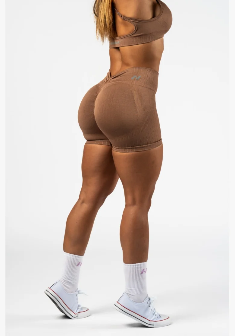 NEBBIA • NEBBIA Bezešvé push-up šortky s vysokým pasem TOTALLY SEAMLESS hnědé • Nebshop.cz