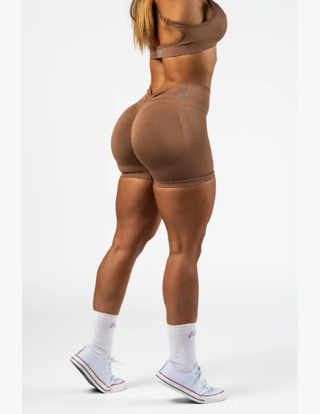 NEBBIA • NEBBIA Bezešvé push-up šortky s vysokým pasem TOTALLY SEAMLESS hnědé • Nebshop.cz