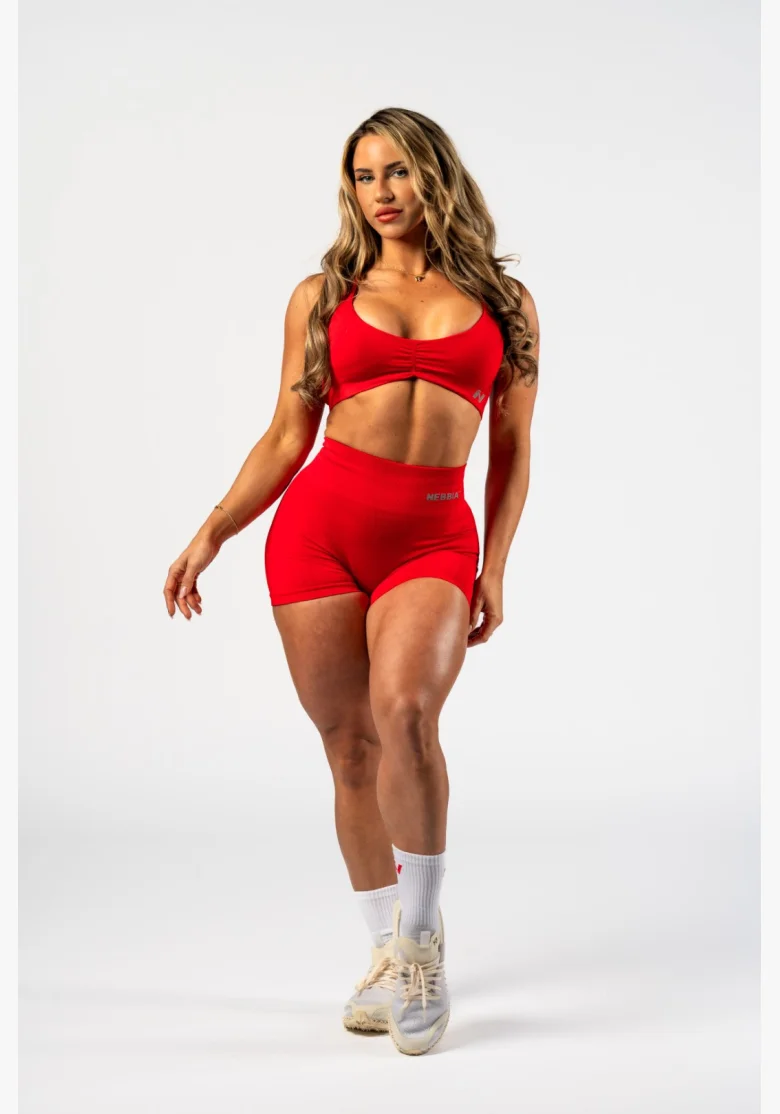 NEBBIA • NEBBIA Bezešvé push-up šortky s vysokým pasem TOTALLY SEAMLESS červené • Nebshop.cz