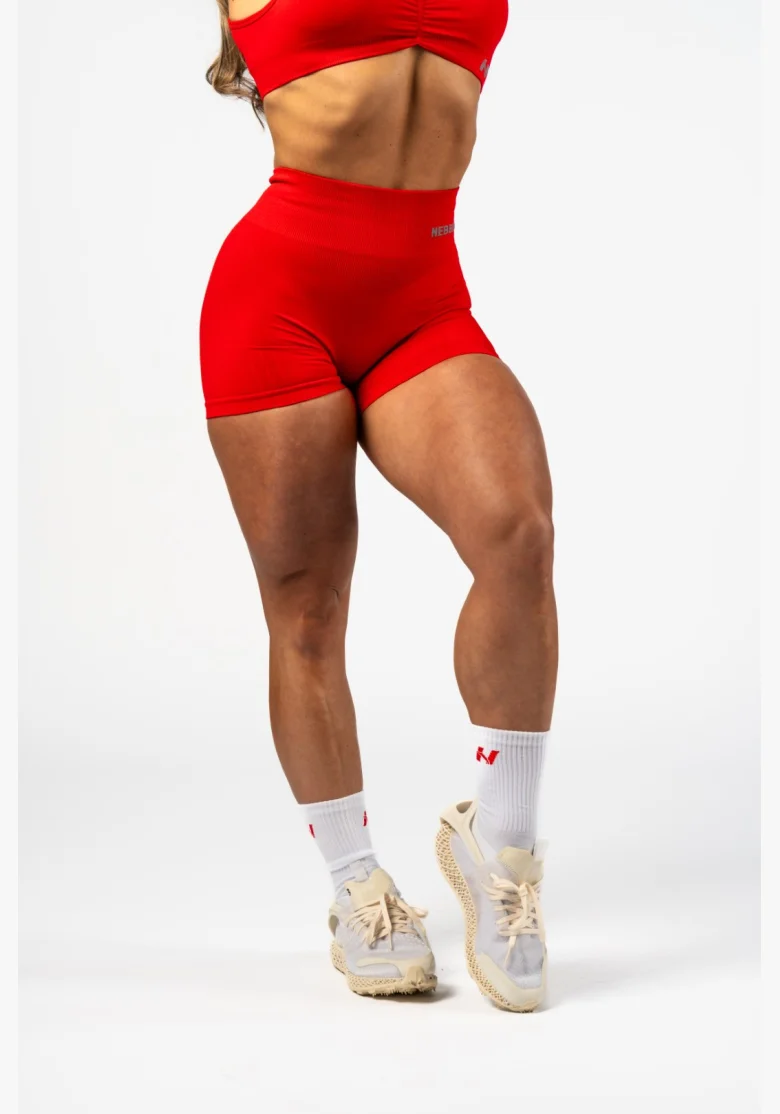 NEBBIA • NEBBIA Bezešvé push-up šortky s vysokým pasem TOTALLY SEAMLESS červené • Nebshop.cz