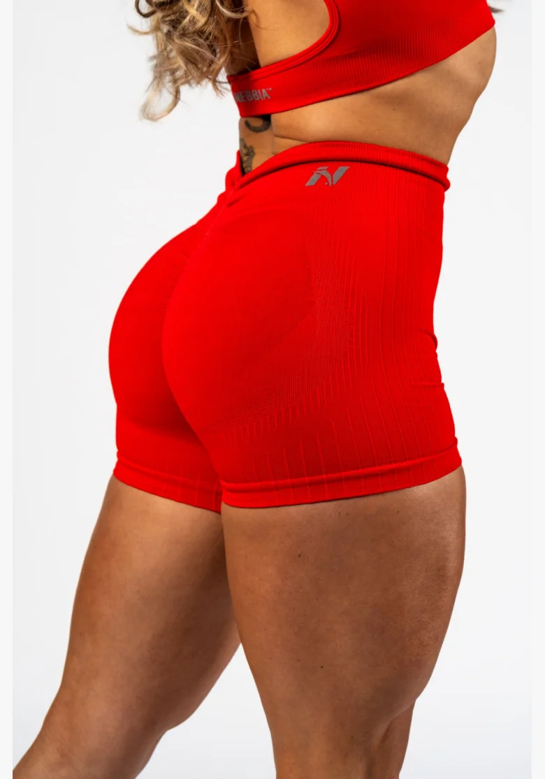 NEBBIA • NEBBIA Bezešvé push-up šortky s vysokým pasem TOTALLY SEAMLESS červené • Nebshop.cz