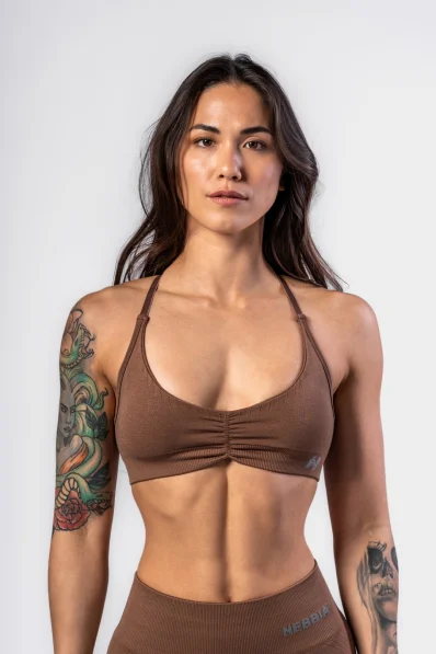 NEBBIA • NEBBIA Sportovní podprsenka se střední oporou  TOTALLY SEAMLESS hnědá • Nebshop.cz