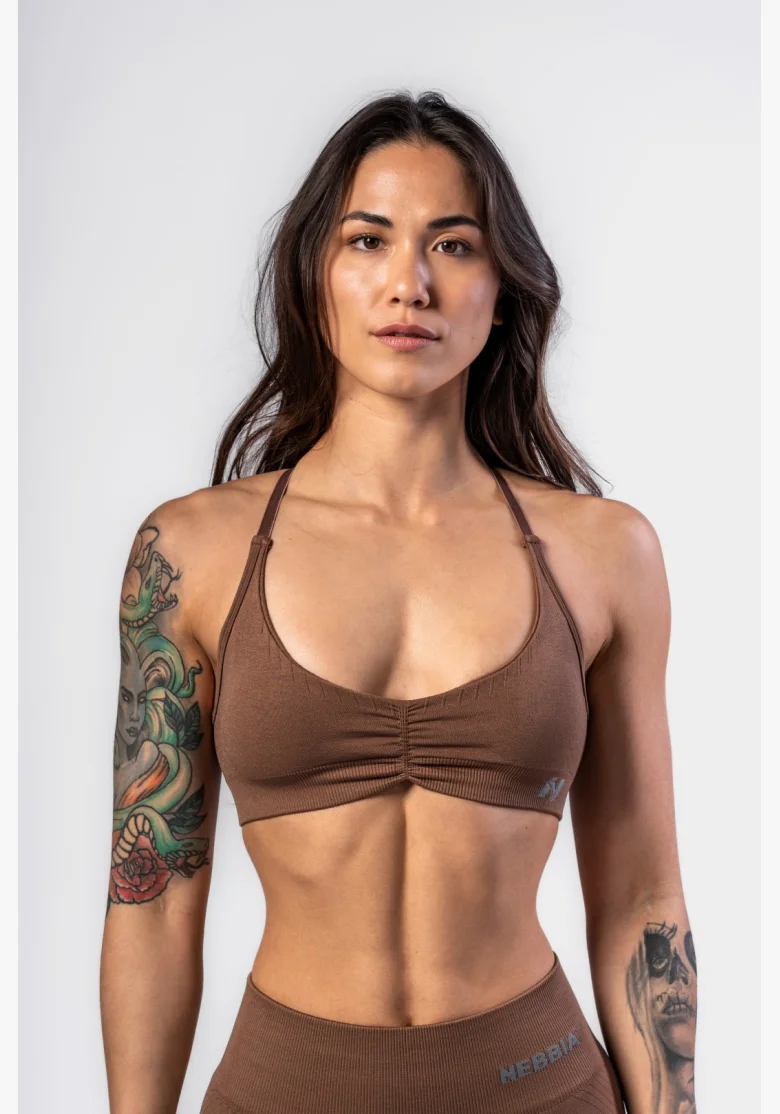 NEBBIA • NEBBIA Sportovní podprsenka se střední oporou  TOTALLY SEAMLESS hnědá • Nebshop.cz