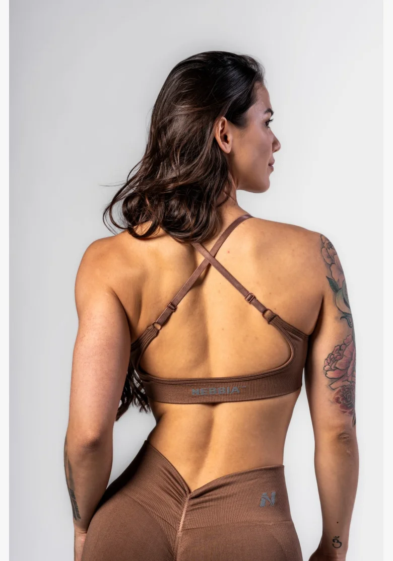 NEBBIA • NEBBIA Sportovní podprsenka se střední oporou  TOTALLY SEAMLESS hnědá • Nebshop.cz