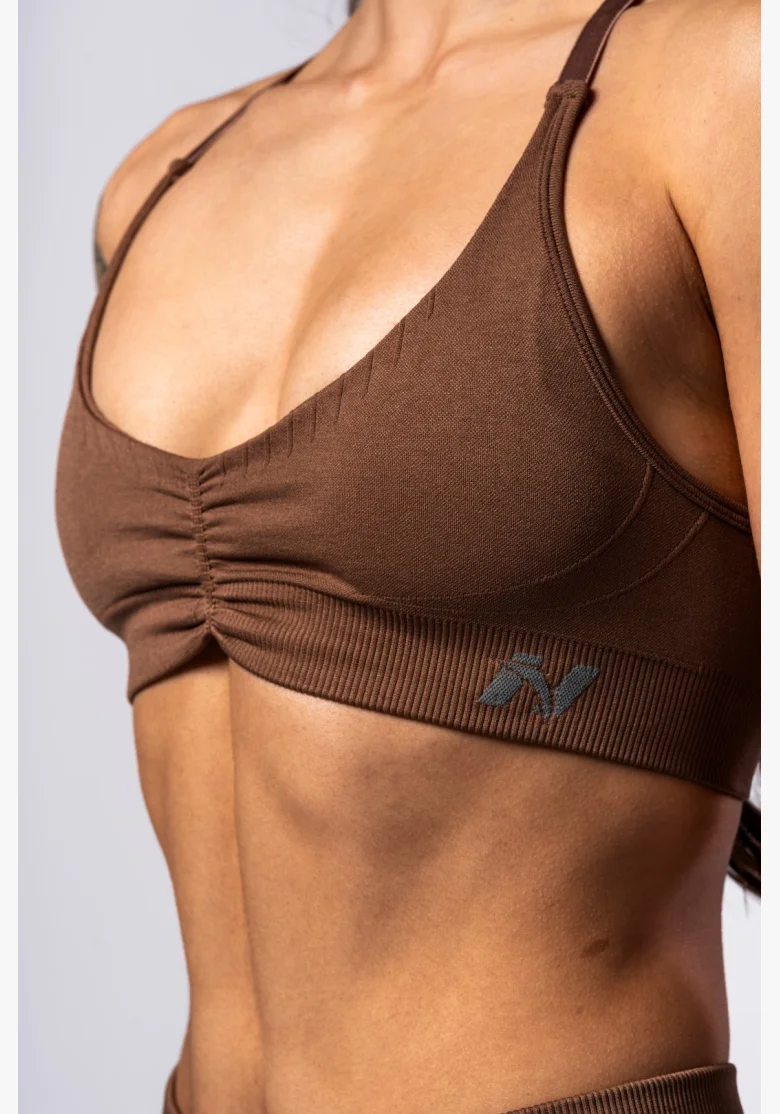 NEBBIA • NEBBIA Sportovní podprsenka se střední oporou  TOTALLY SEAMLESS hnědá • Nebshop.cz
