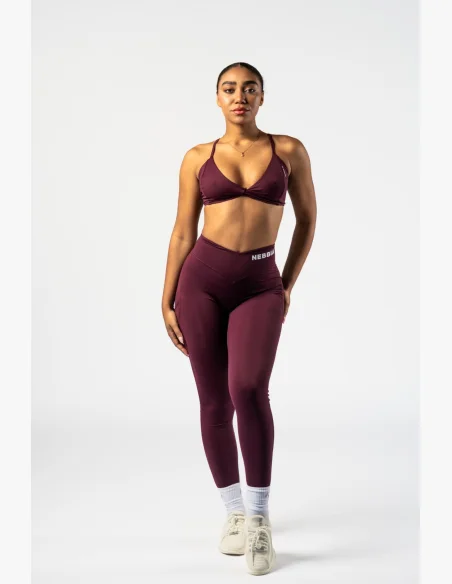 NEBBIA • NEBBIA Sportovní podprsenka se střední oporou TWIST-KNOT bordová • Nebshop.cz