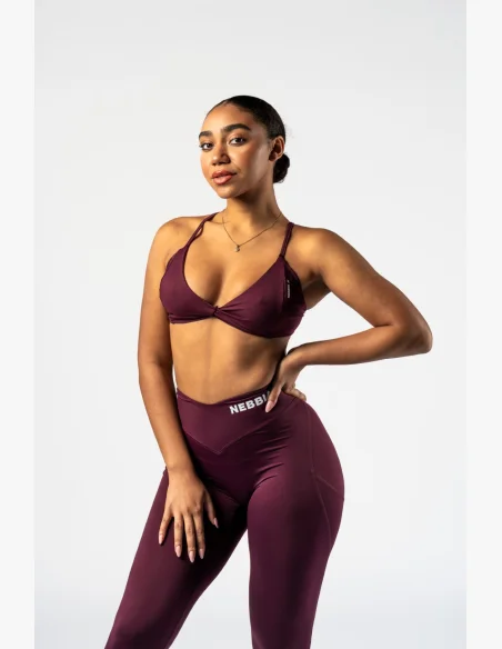 NEBBIA • NEBBIA Sportovní podprsenka se střední oporou TWIST-KNOT bordová • Nebshop.cz