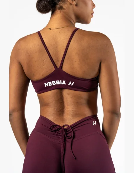 NEBBIA • NEBBIA Sportovní podprsenka se střední oporou TWIST-KNOT bordová • Nebshop.cz