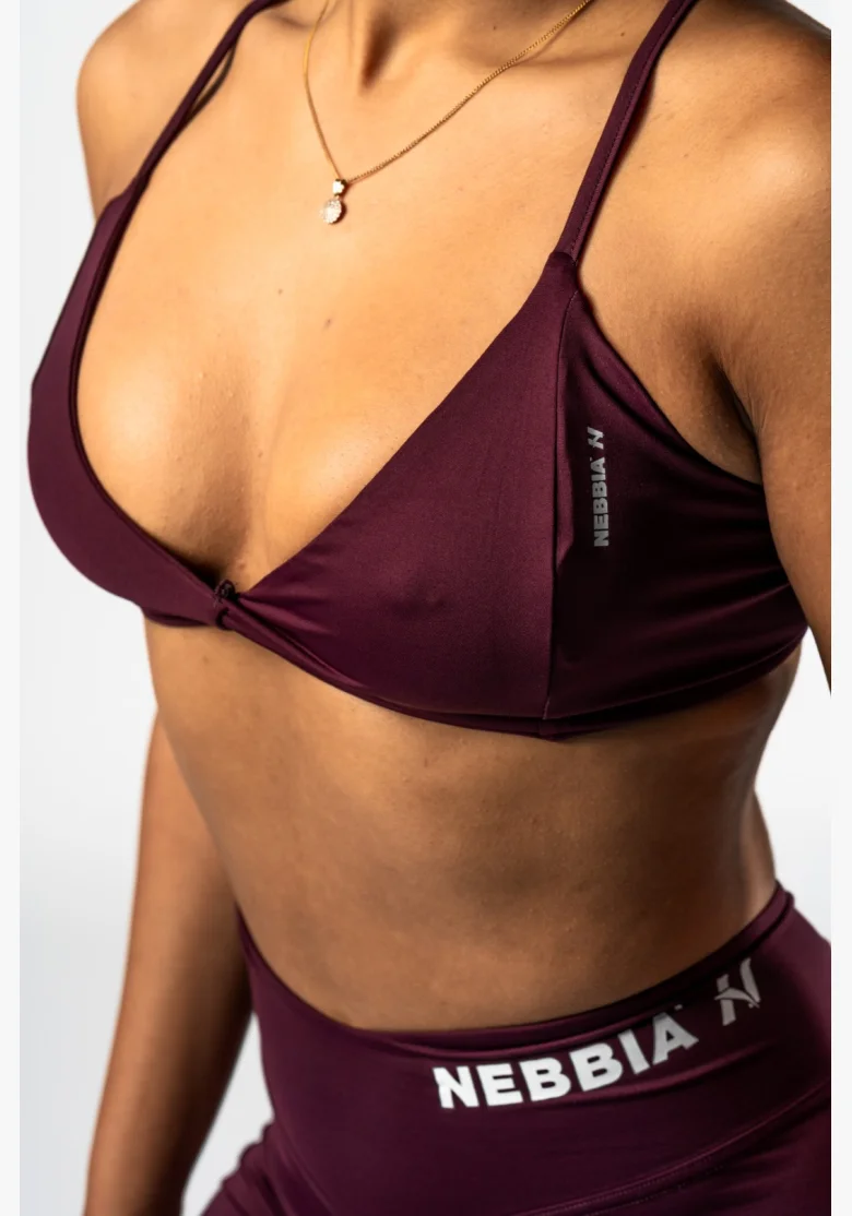 NEBBIA • NEBBIA Sportovní podprsenka se střední oporou TWIST-KNOT bordová • Nebshop.cz