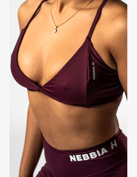 NEBBIA • NEBBIA Sportovní podprsenka se střední oporou TWIST-KNOT bordová • Nebshop.cz