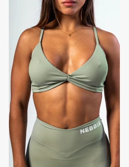 NEBBIA • NEBBIA Sportovní podprsenka se střední oporou TWIST-KNOT světle zelená • Nebshop.cz