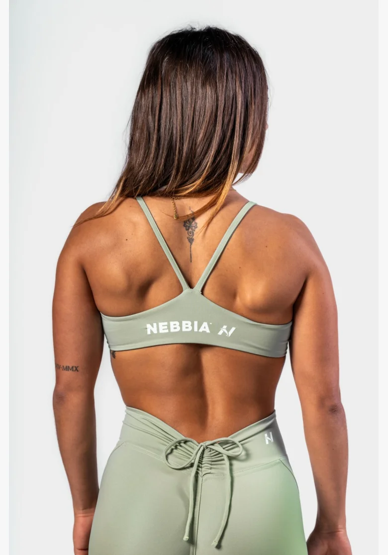NEBBIA • NEBBIA Sportovní podprsenka se střední oporou TWIST-KNOT světle zelená • Nebshop.cz