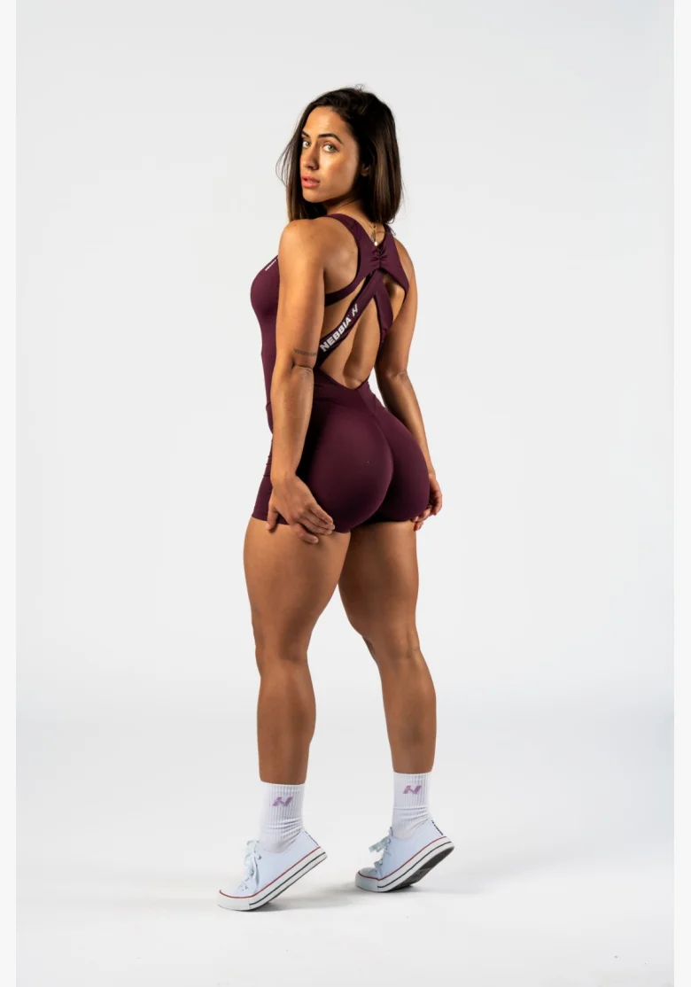 NEBBIA • NEBBIA Tvarující fitness overal STRONG BEAUTY bordový • Nebshop.cz