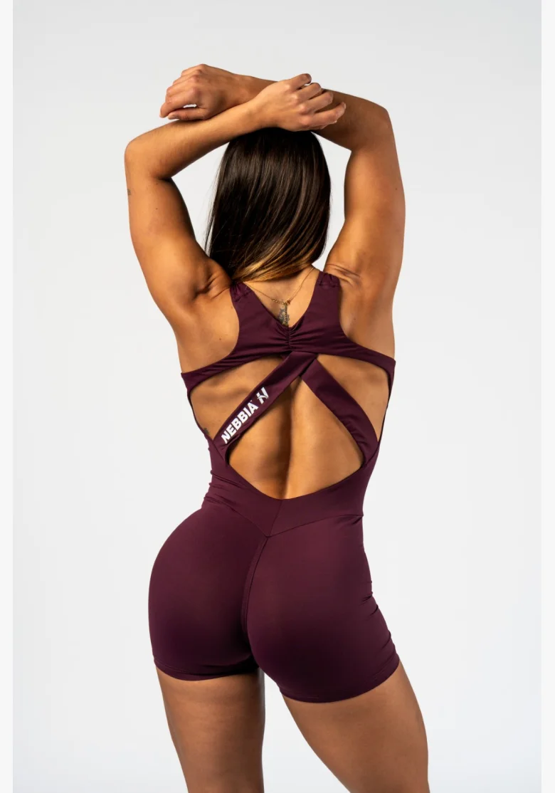 NEBBIA • NEBBIA Tvarující fitness overal STRONG BEAUTY bordový • Nebshop.cz