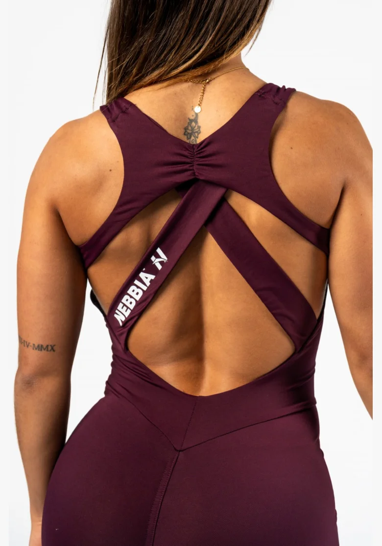 NEBBIA • NEBBIA Tvarující fitness overal STRONG BEAUTY bordový • Nebshop.cz