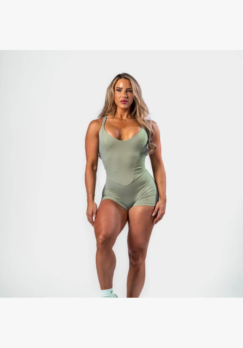 NEBBIA • NEBBIA Tvarující fitness overal STRONG BEAUTY světlezelený • Nebshop.cz