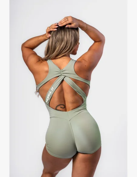 NEBBIA • NEBBIA Tvarující fitness overal STRONG BEAUTY světlezelený • Nebshop.cz