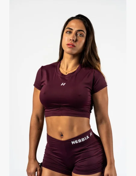 NEBBIA • NEBBIA Open-back crop top STRONG BEAUTY bordové • Nebshop.cz