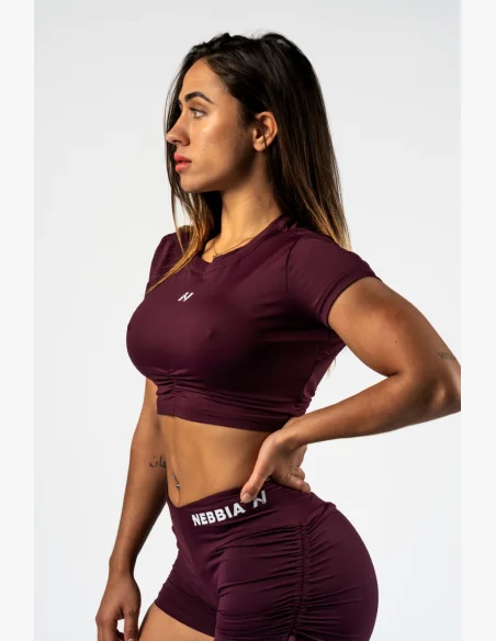 NEBBIA • NEBBIA Open-back crop top STRONG BEAUTY bordové • Nebshop.cz