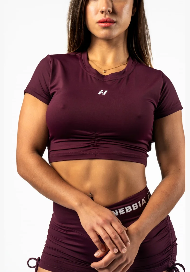 NEBBIA • NEBBIA Open-back crop top STRONG BEAUTY bordové • Nebshop.cz