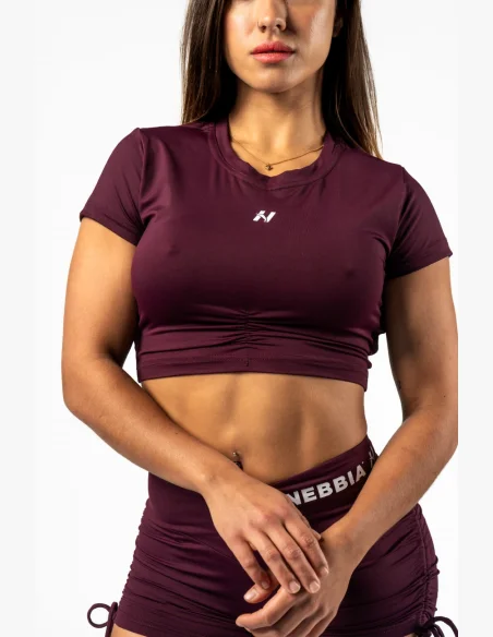 NEBBIA • NEBBIA Open-back crop top STRONG BEAUTY bordové • Nebshop.cz