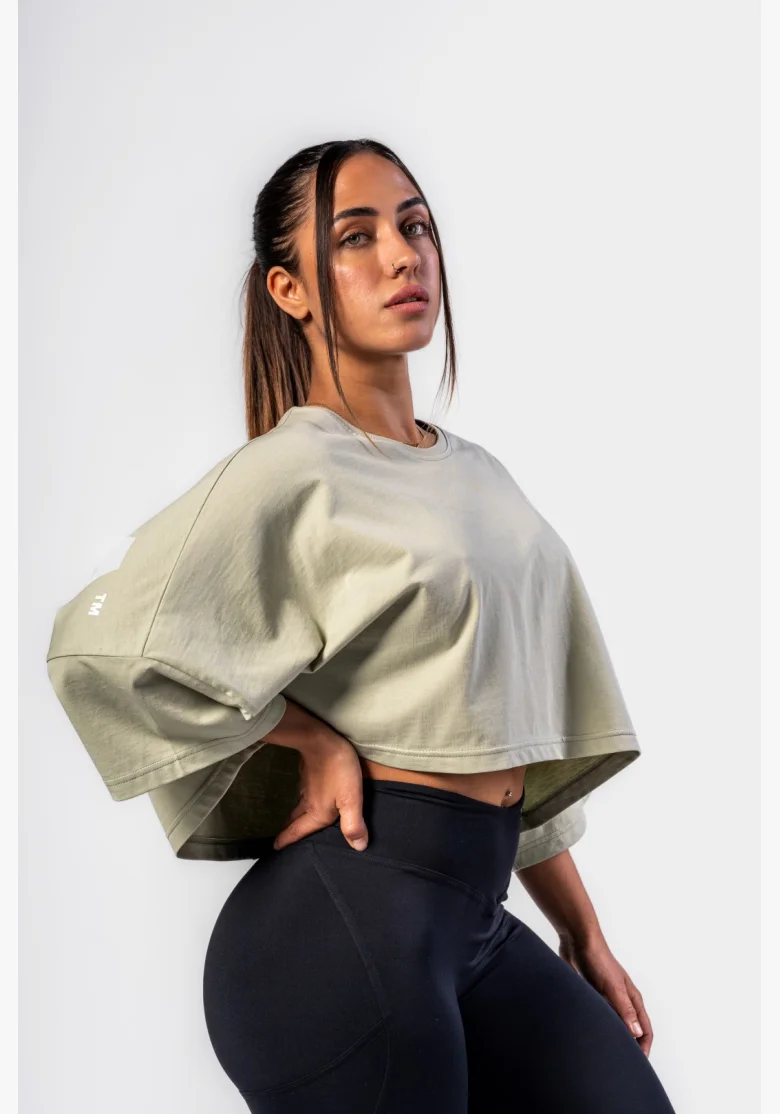 NEBBIA • NEBBIA Oversized crop tričko JUST FLOW světle zelené • Nebshop.cz