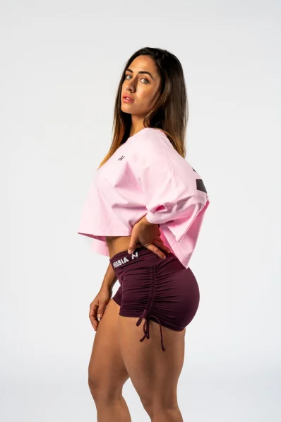 NEBBIA • NEBBIA Oversized crop tričko JUST FLOW růžové • Nebshop.cz