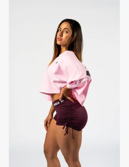 NEBBIA • NEBBIA Oversized crop tričko JUST FLOW růžové • Nebshop.cz