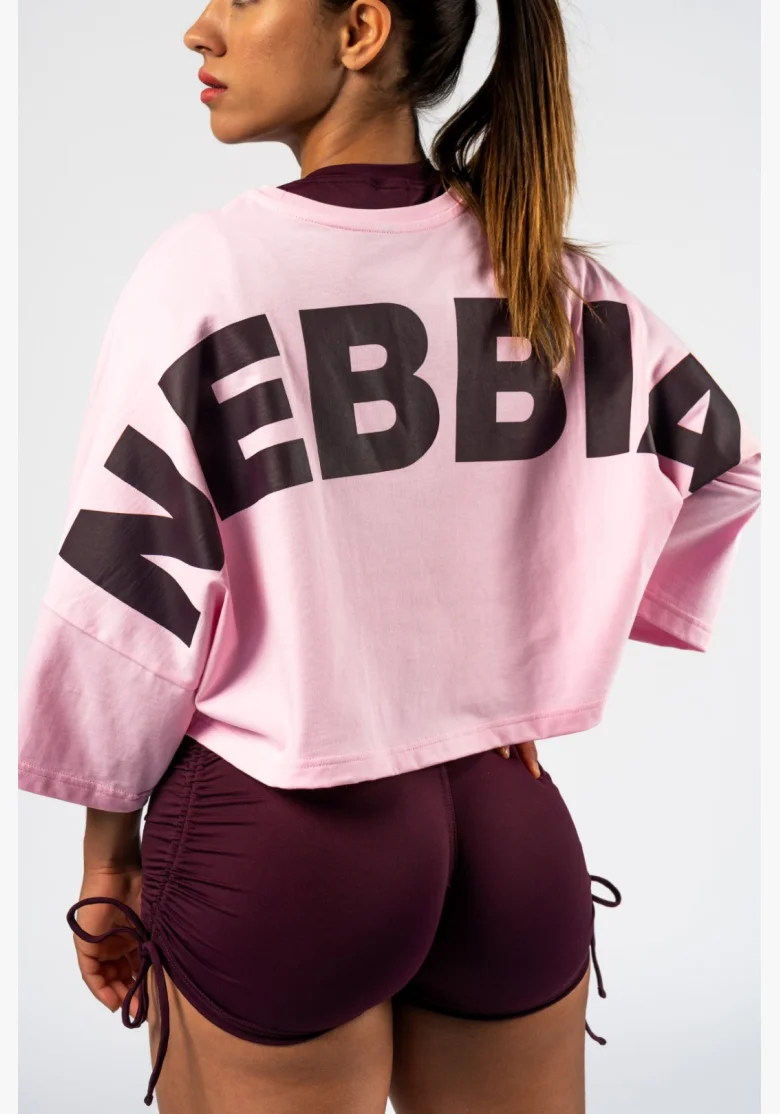 NEBBIA • NEBBIA Oversized crop tričko JUST FLOW růžové • Nebshop.cz