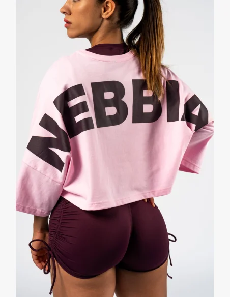 NEBBIA • NEBBIA Oversized crop tričko JUST FLOW růžové • Nebshop.cz