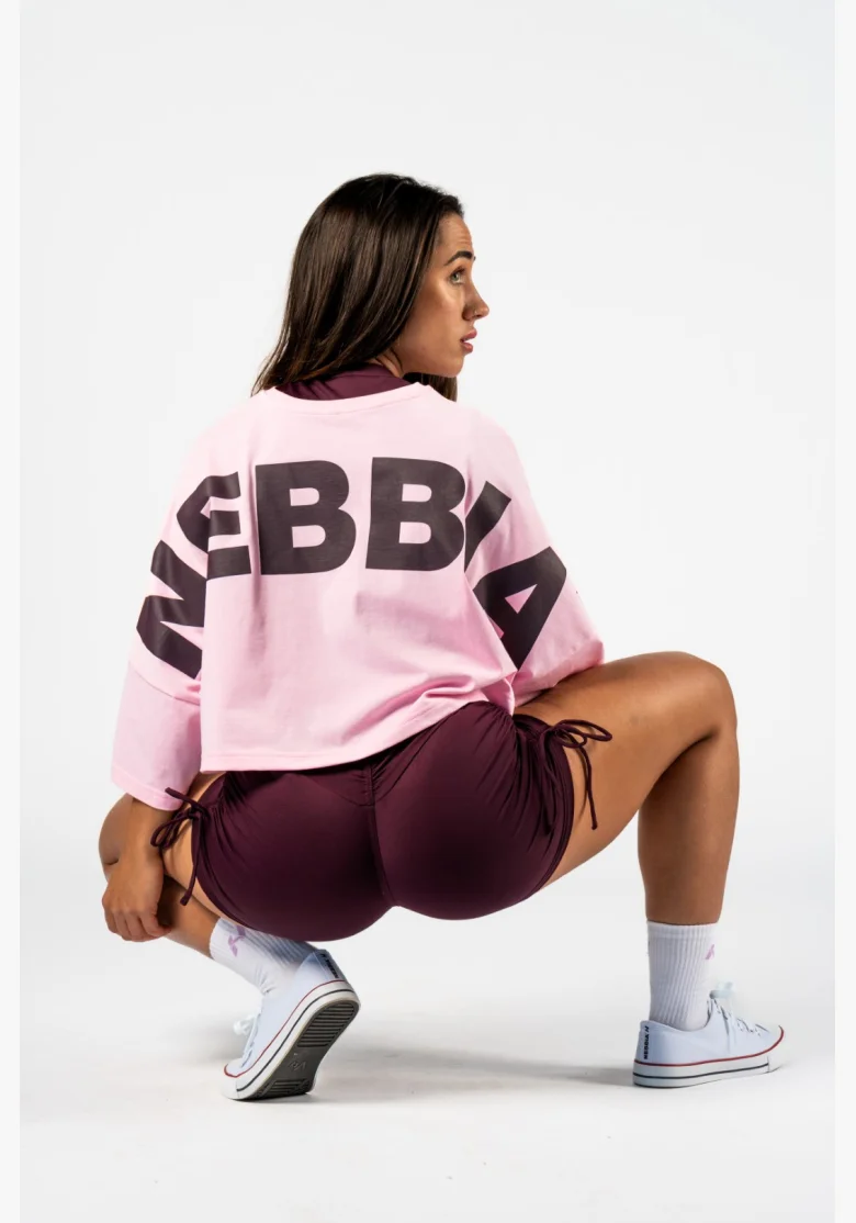 NEBBIA • NEBBIA Oversized crop tričko JUST FLOW růžové • Nebshop.cz