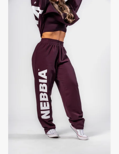 NEBBIA • NEBBIA Volné baggy tepláky BOYFRIEND STYLE bordové • Nebshop.cz